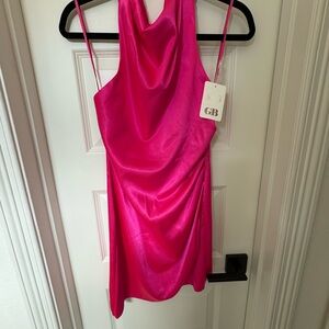 GB Satin hot pink halter dress - size S